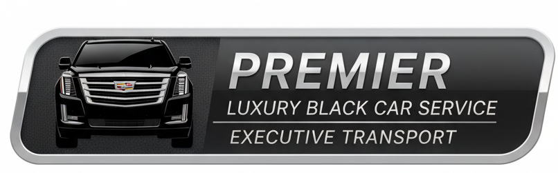 Premier Luxury Black Car Service Logo